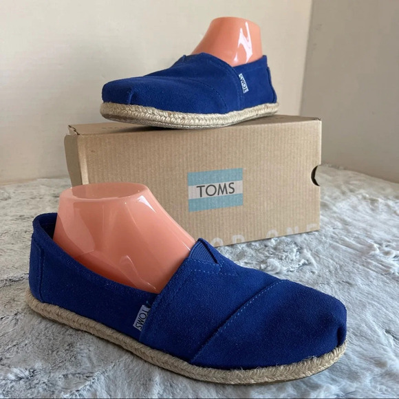 TOMS blue suede Classics w rope sole Women size7 - Picture 4 of 16